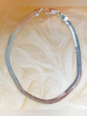 Silver Herringbone Chain bracelet- Silver